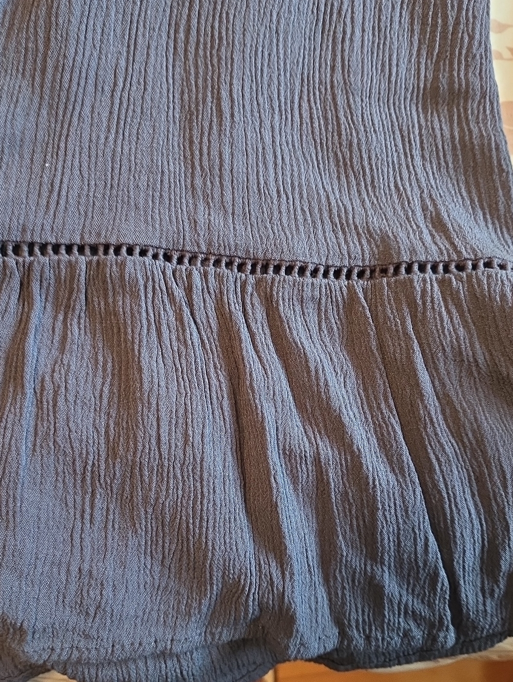 Off-Shoulder Embroidered Ruffle Midi Dress- Blue - Picture 3 of 6